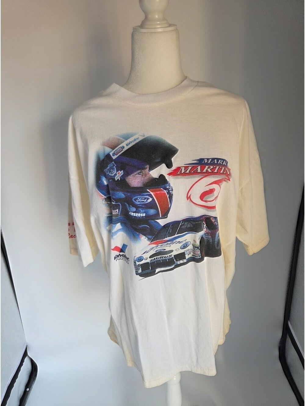 Vintage Mark Martin Valvoline Racing T-Shirt XL NASCAR Jerzees Tee White